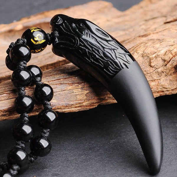 Obsidian Wolf's Tooth Necklace - Prism Jeweller